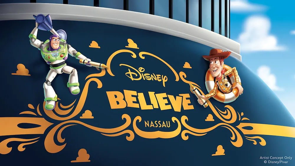 Buzz and Woody on the back of the Believe